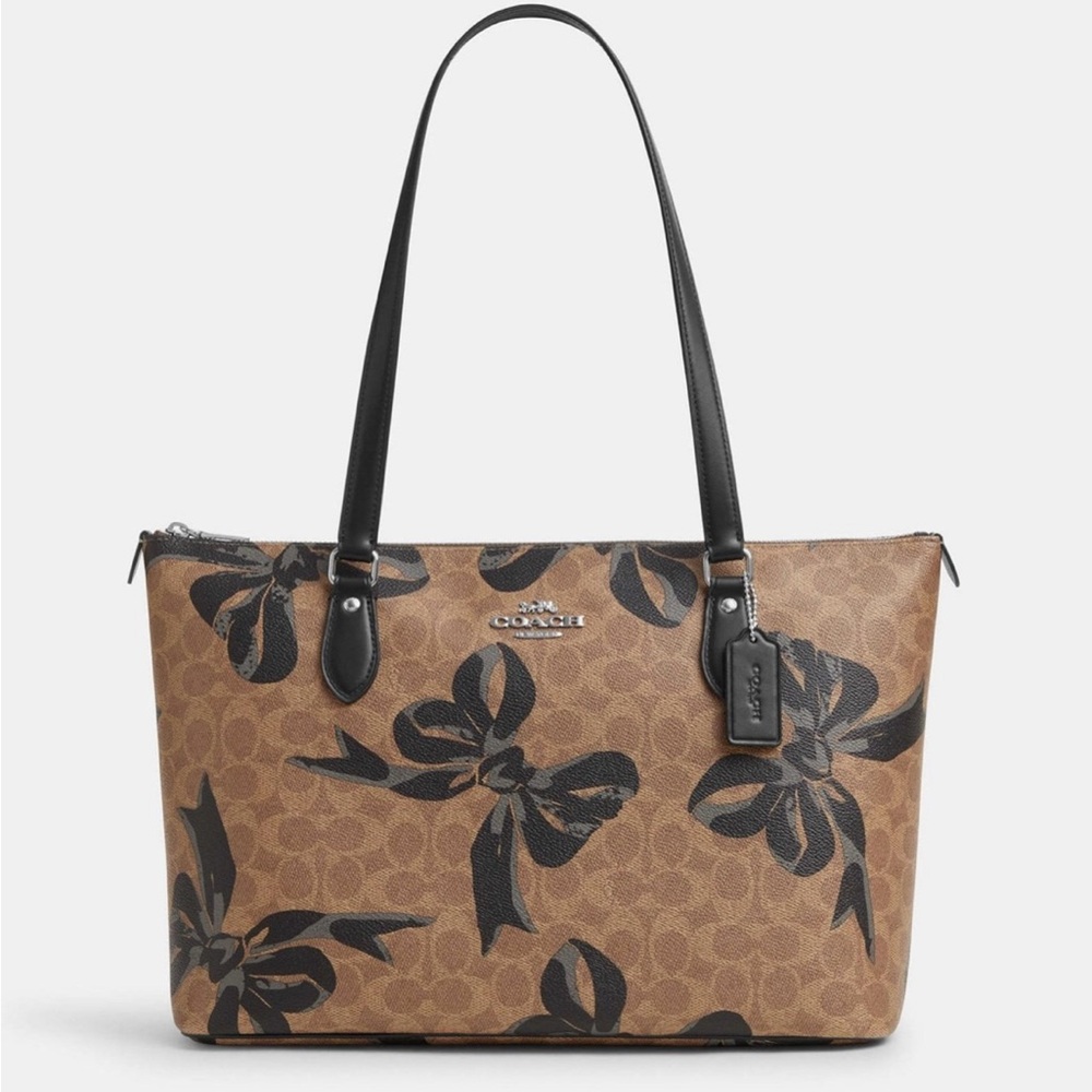 NWT Coach Gallery Tote Bag In Signature Canvas With Bow Print CZ174 - Picture 9 of 12